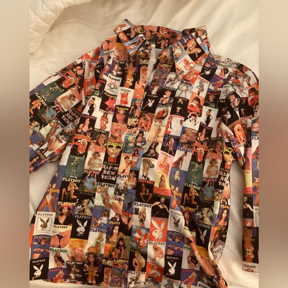 Playboy Magazine Cover Button Down Blouse